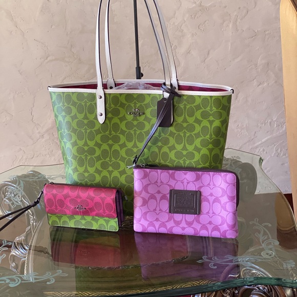 NWT Coach Colorblock Tote&wristlet&wallet - Picture 3 of 16